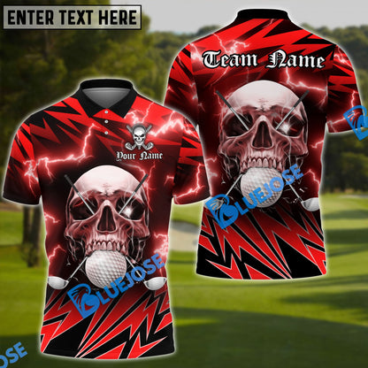 Frenzidea Golf Deadly Thunder Skull Customized Name, Team Name 3D Shirts (4 Colors)