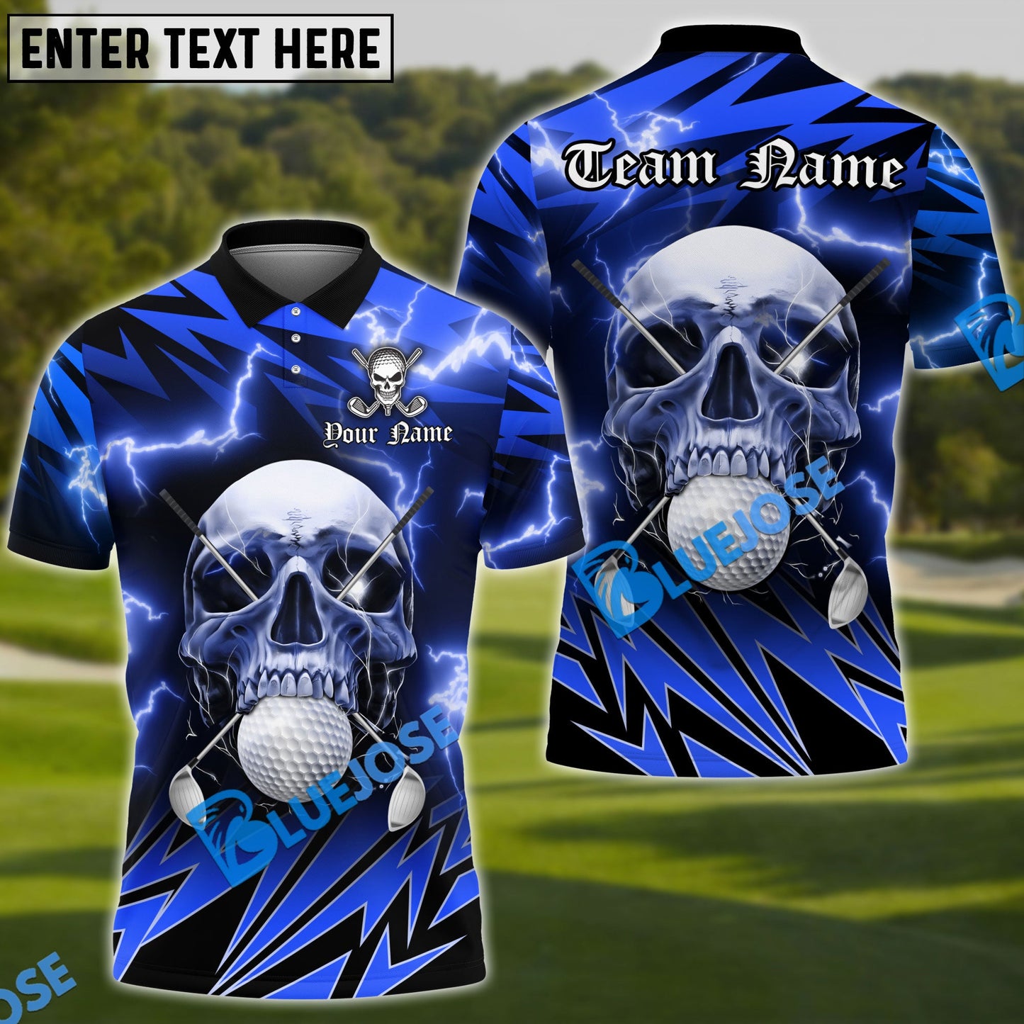Frenzidea Golf Deadly Thunder Skull Customized Name, Team Name 3D Shirts (4 Colors)