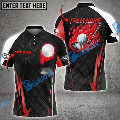 Frenzidea Golf Fire Crack Customized Name, Team Name 3D Shirts (4 Colors)