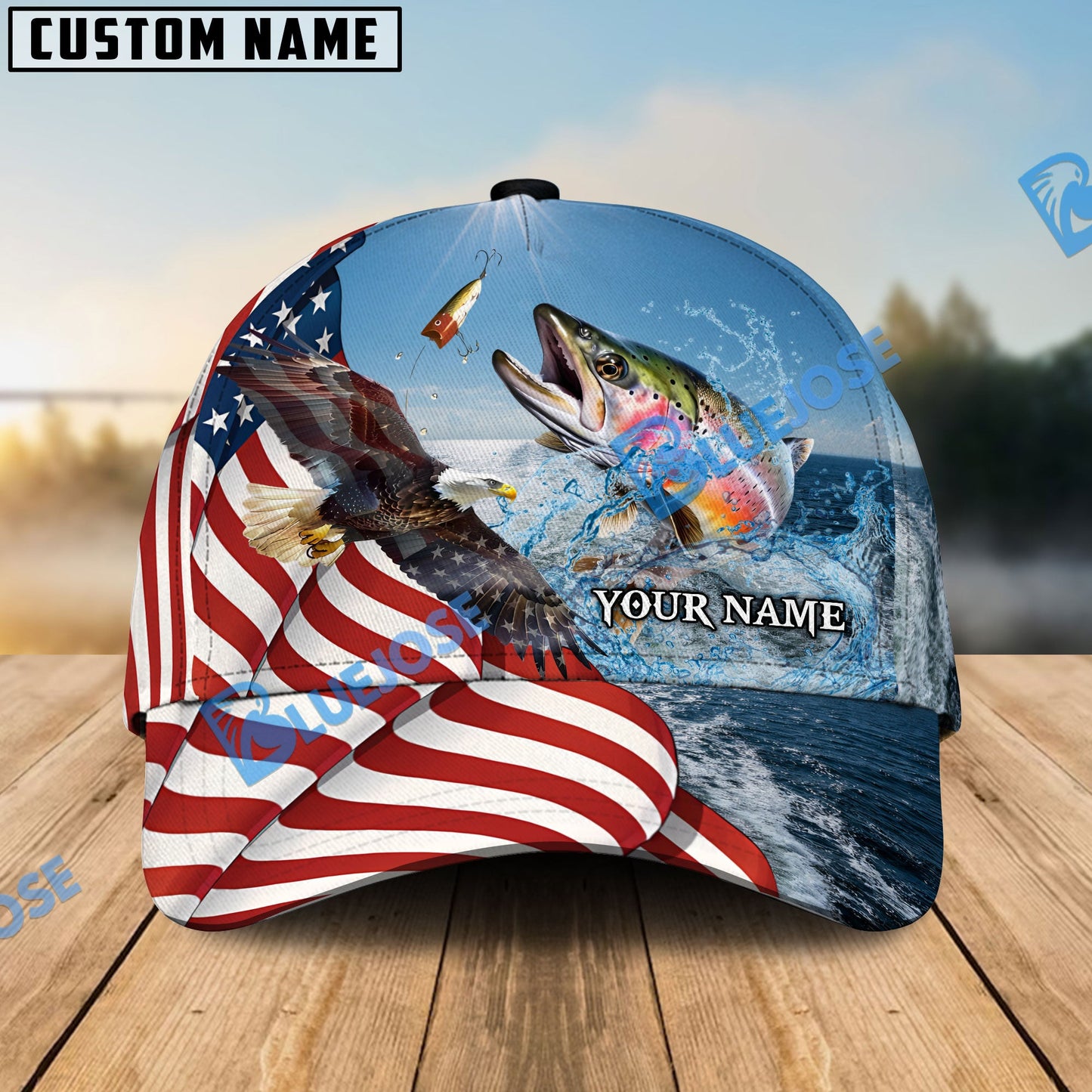 Frenzidea Eagle Flag Trout Fishing Classic Cap