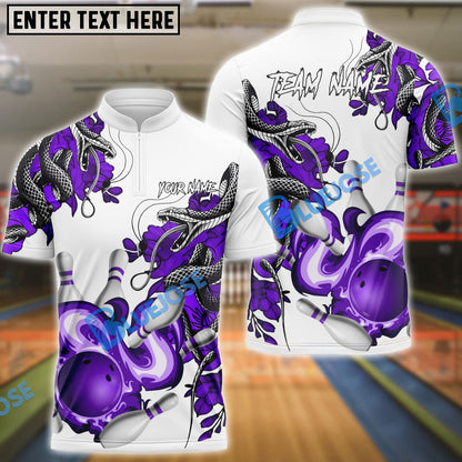 Frenzideas Bowling And Pins Snake Pattern Customized Name 3D Shirt (4 Colors)