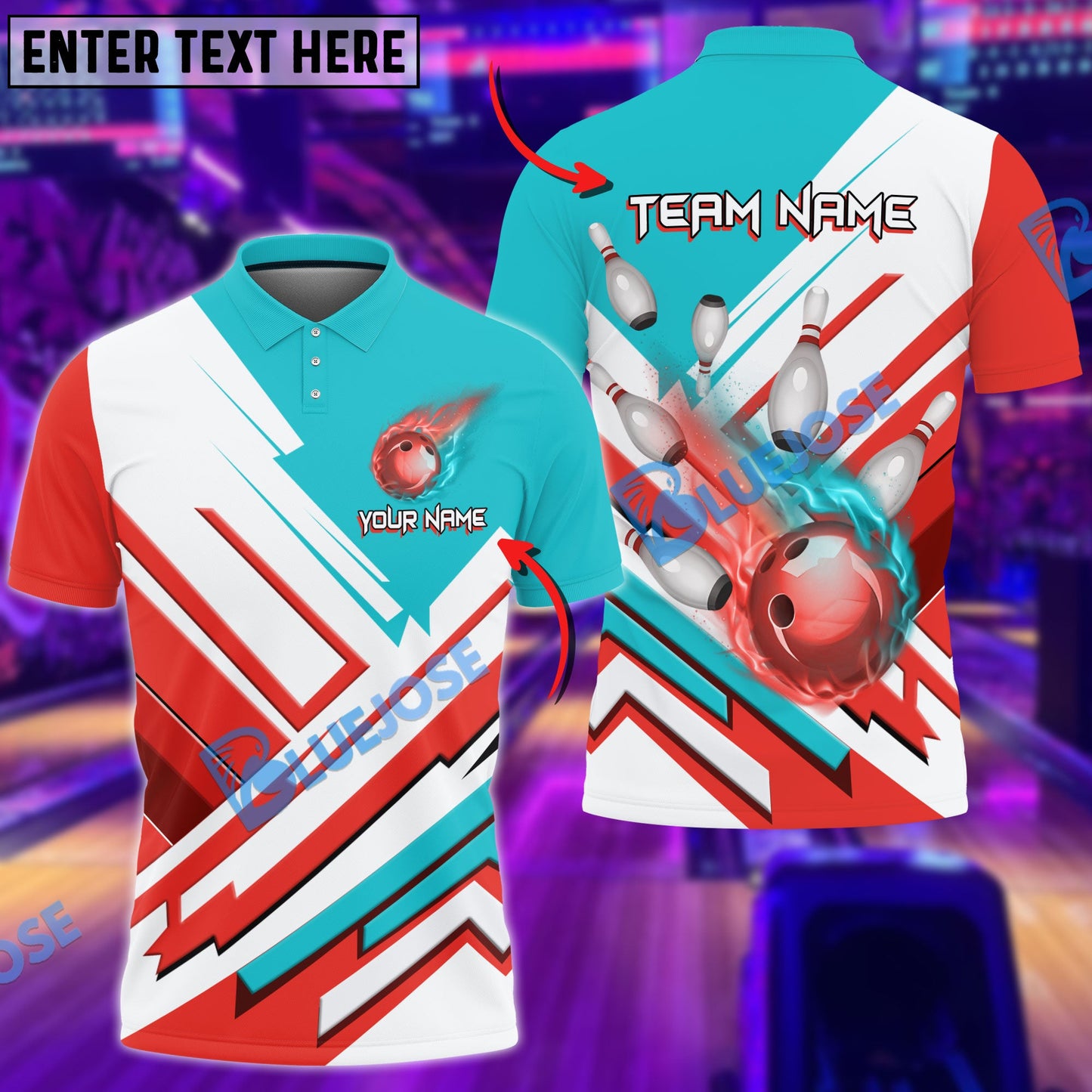 Frenzidea Bowling And Pins The Twinside Flame Customized Name 3D Shirt (4 Colors)