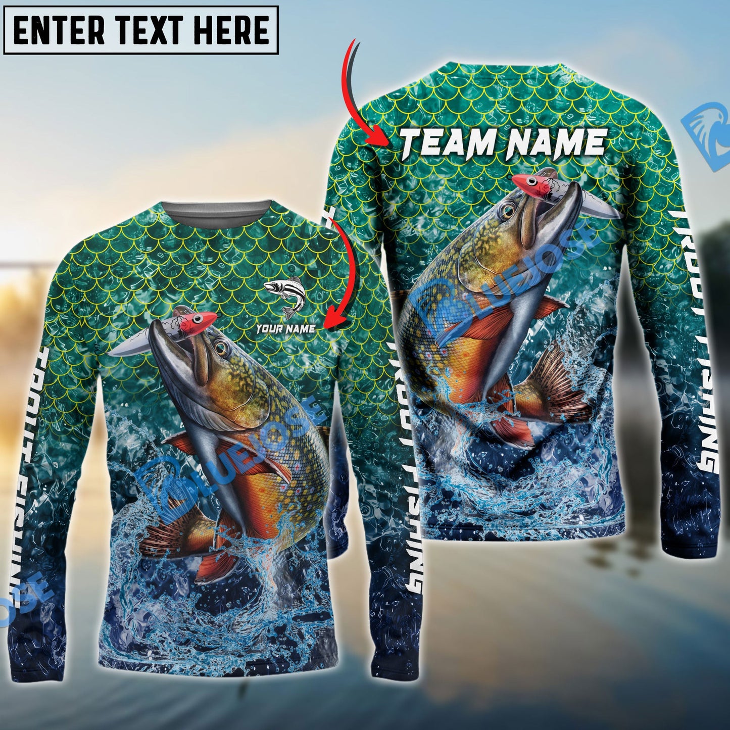 Frenzidea Trout Fishing Yellow Fin Sport Custom Name & Team Name 3D Shirts