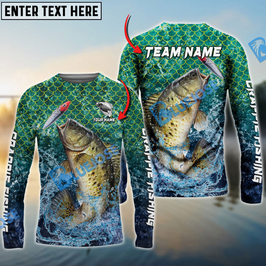Frenzidea Crappie Fishing Yellow Fin Sport Custom Name & Team Name 3D Shirts