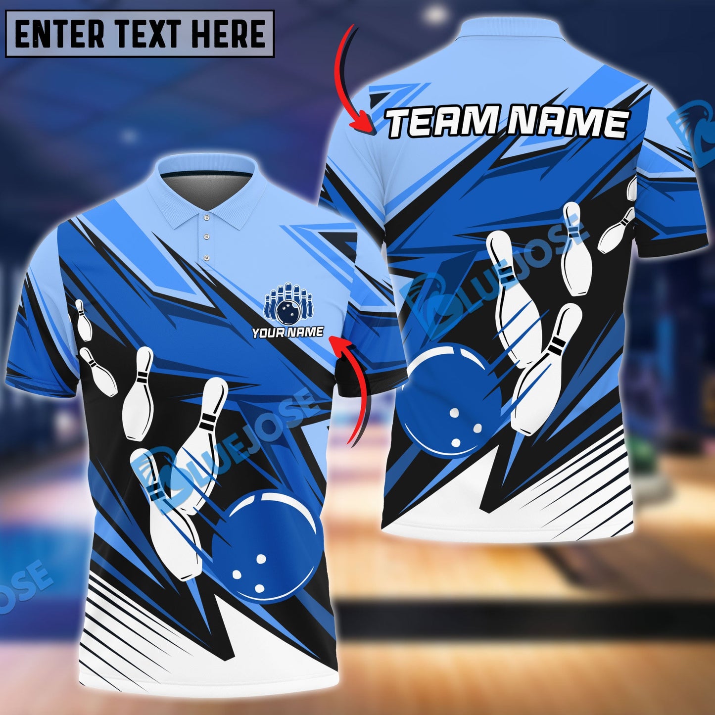 Frenzideas Bowling and Pins Strike Cubes Customized Name, Team Name 3D Shirt (4 Colors)