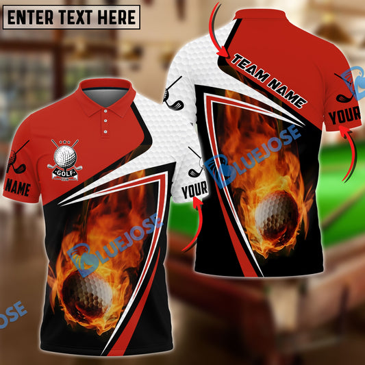 Frenzidea Golf Fire Skin Ball Customized Name, Team Name 3D Shirts (4 Colors)