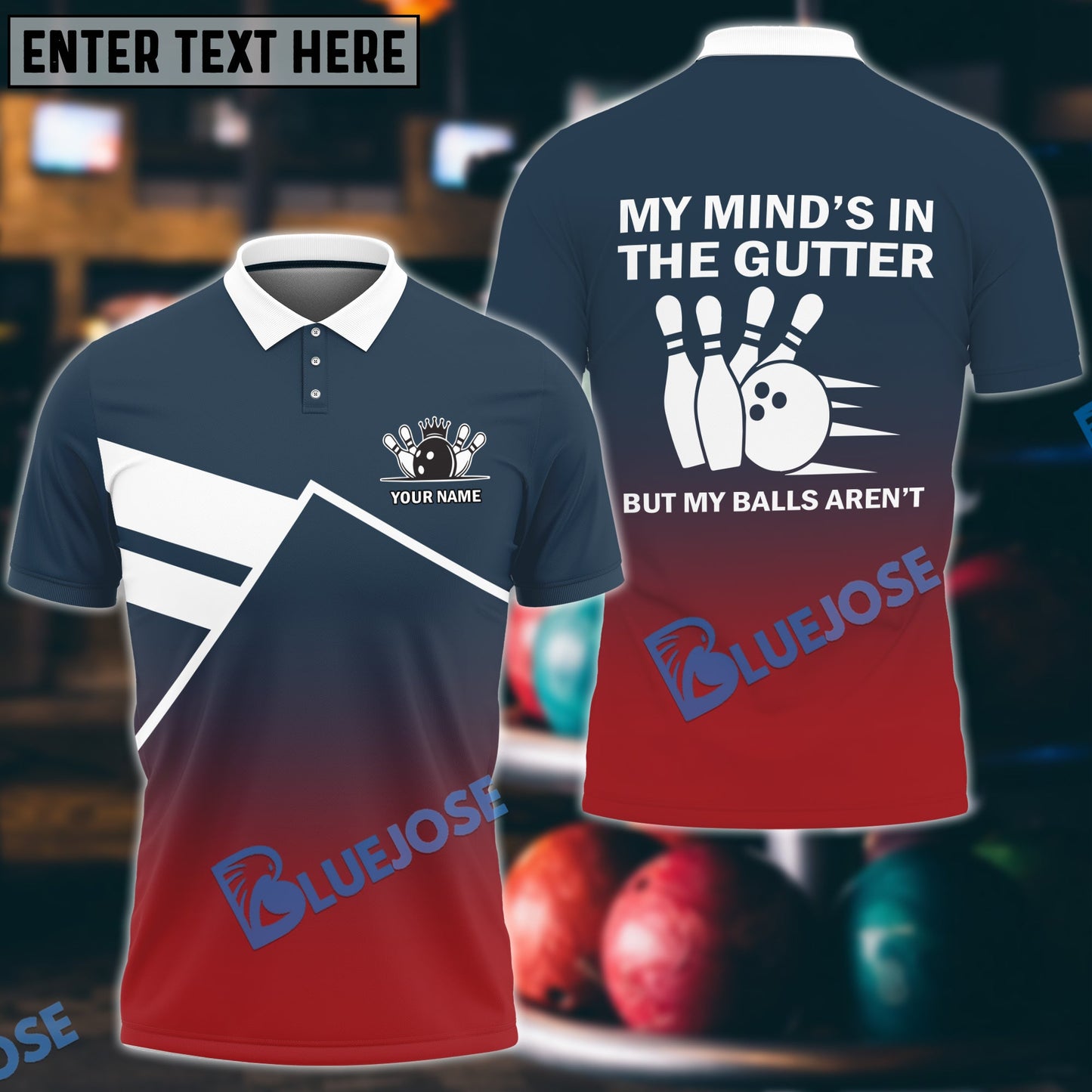 Frenzideas Bowling My Mind's In The Gutter But My Balls Aren't Personalized Name 3D Shirt