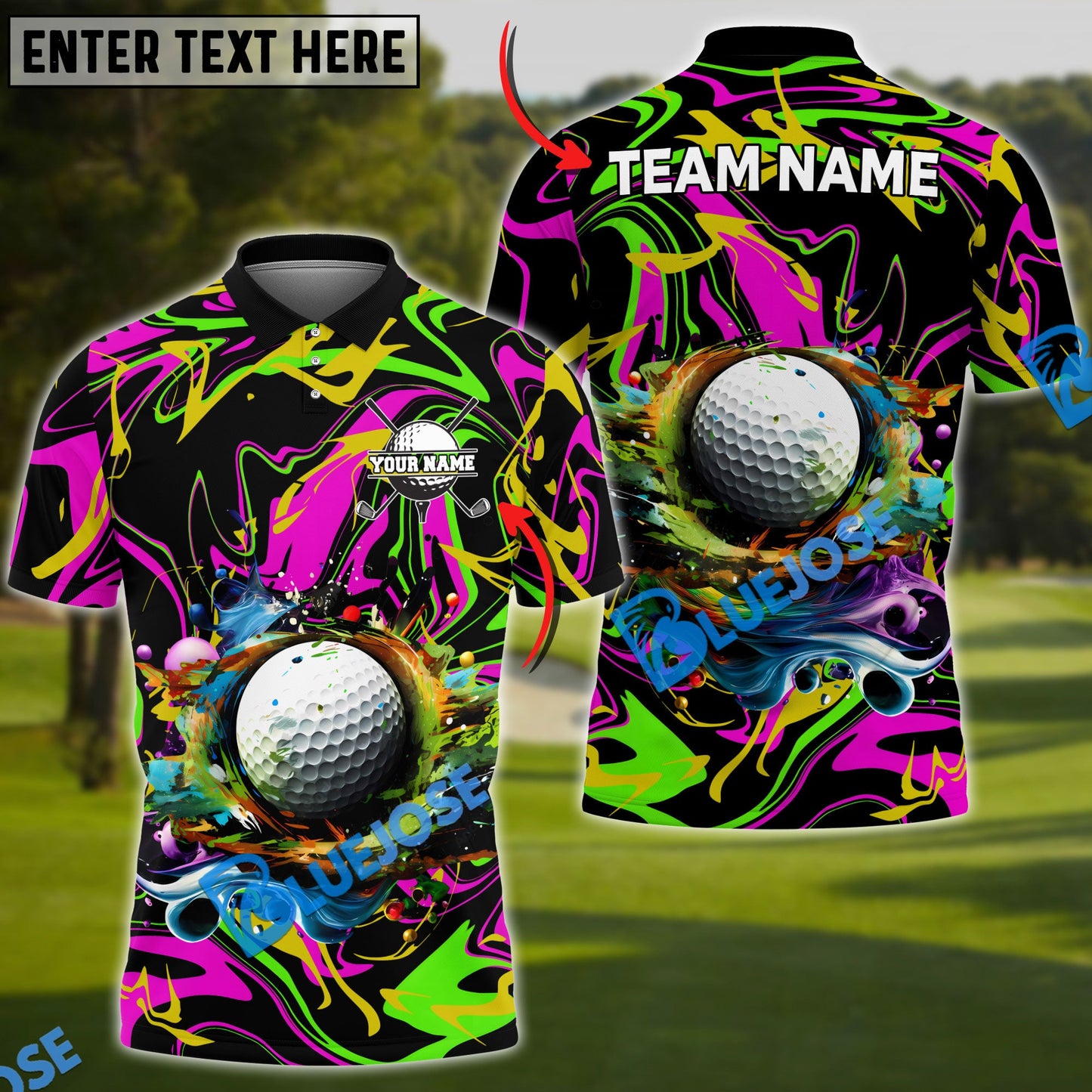 Frenzidea Golf Graffiti Paint Splash Personalized Name, Team Name 3D Shirt