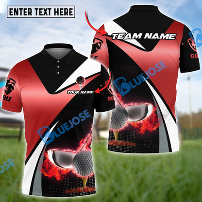 Frenzidea Golf Fire Stand Customized Name, Team Name 3D Shirts ( 4 Colors )