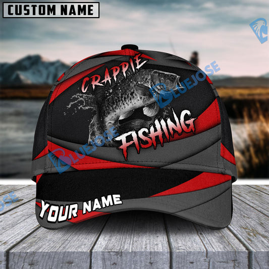 Frenzidea Personalized Crappie Fishing Red Gray Spinning Pattern Classic Cap