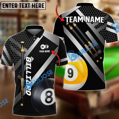 Frenzidea Billiards Metalic Style Personalized Name, Team Name Unisex Shirt ( 6 Colors )