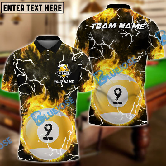 Frenzidea Billiards Ball 9 Fire Colorful Rays Of Light Premium Personalized Name, Team Name Unisex Shirt ( 6 Colors )