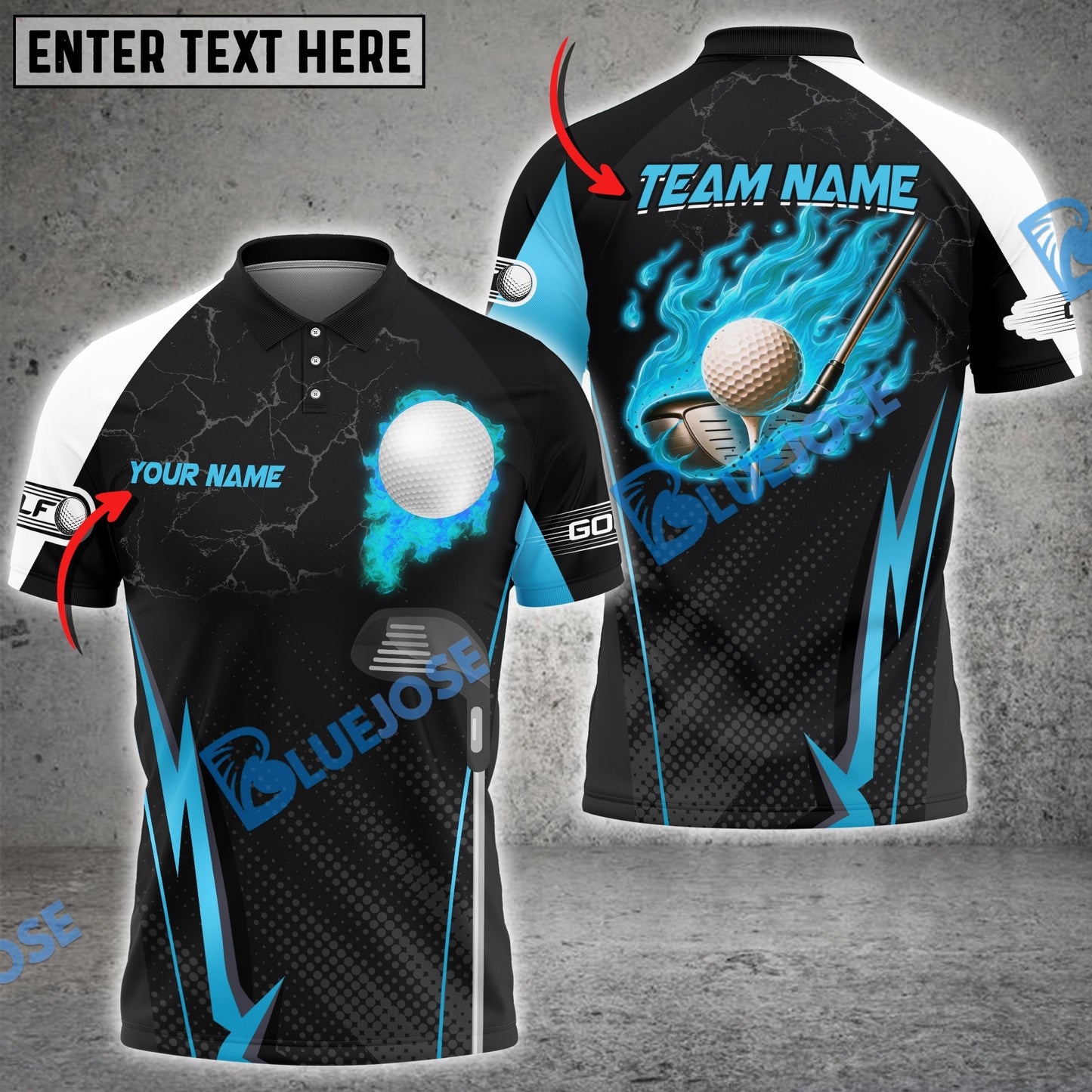 Frenzidea Golf Fire Crack Customized Name, Team Name 3D Shirts (4 Colors)