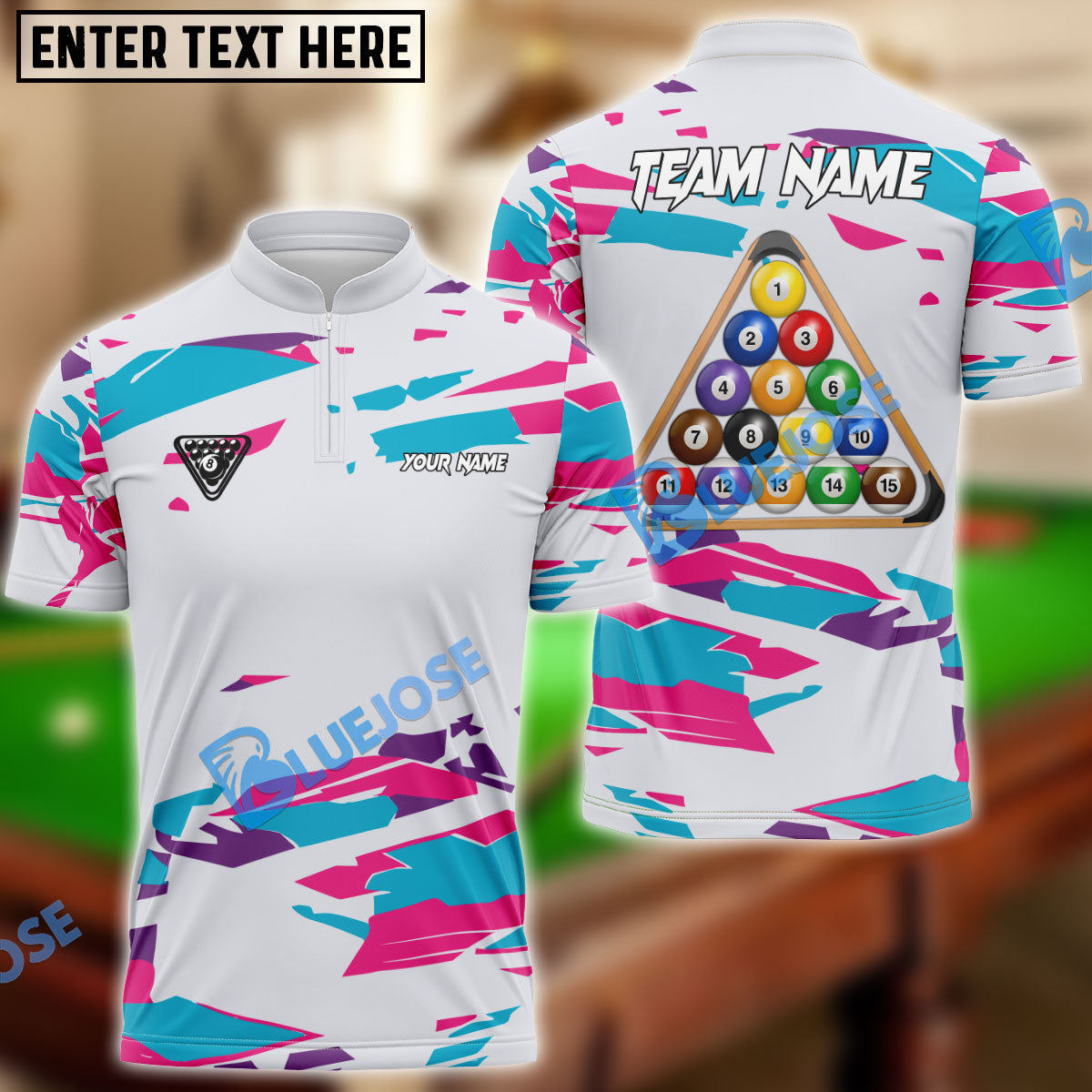 Frenzidea Billiards Ball 8 Road To Champion Personalized Name, Team Name Unisex Shirt ( 4 Colors )