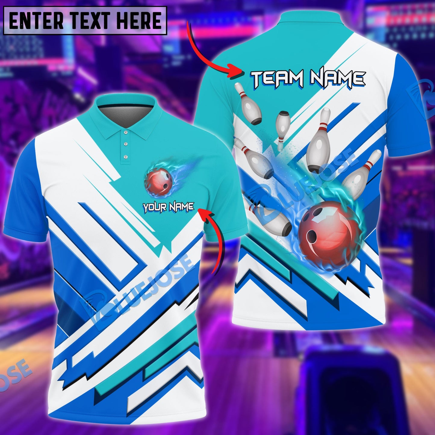 Frenzidea Bowling And Pins The Twinside Flame Customized Name 3D Shirt (4 Colors)