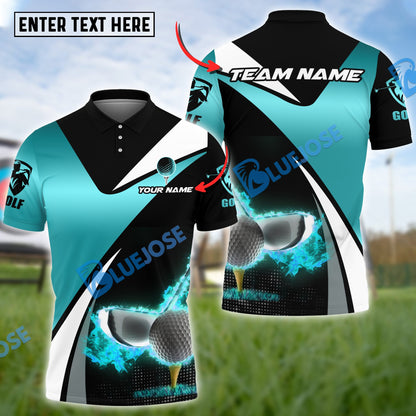 Frenzidea Golf Fire Stand Customized Name, Team Name 3D Shirts ( 4 Colors )