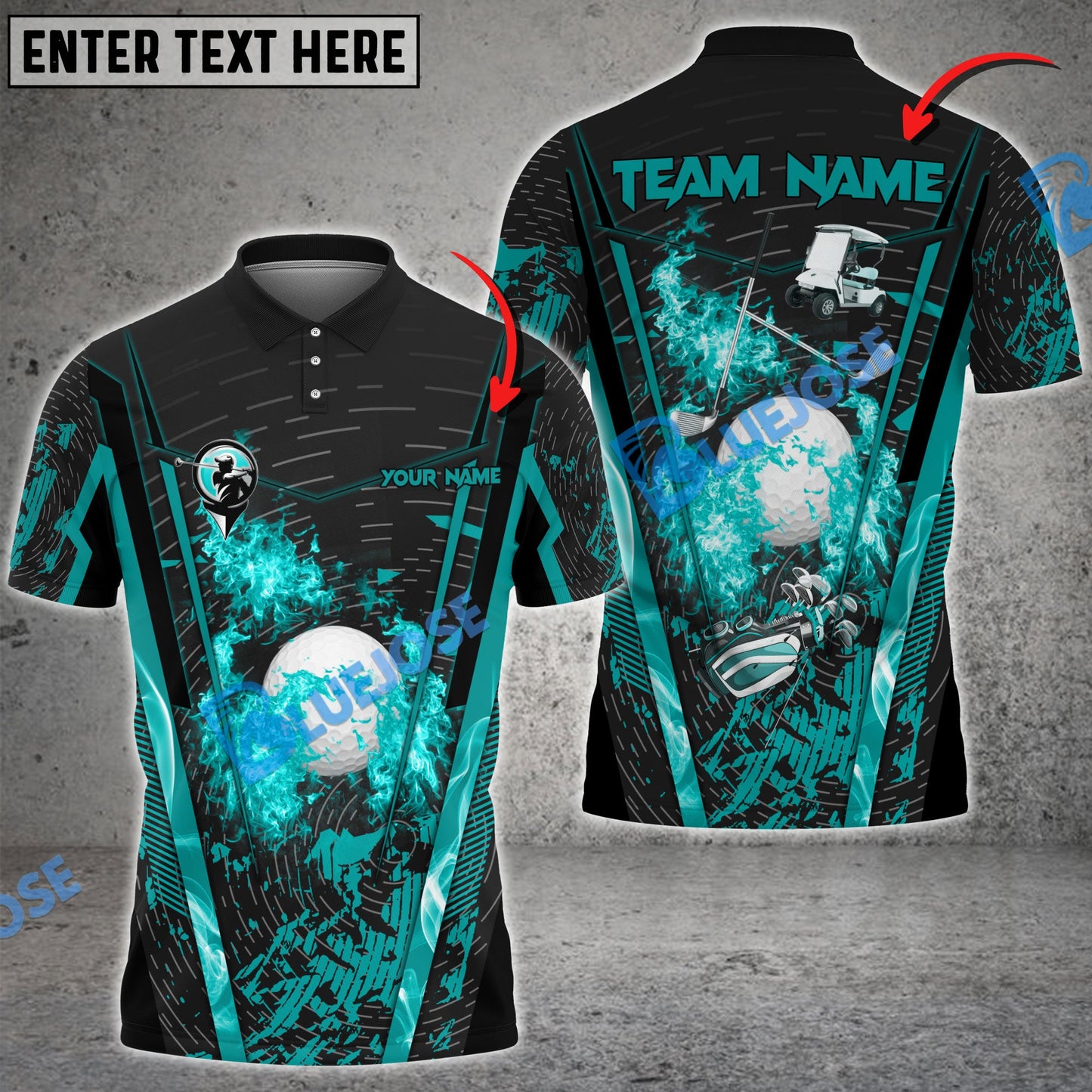 Frenzidea Golf Abstract Grunge Texture Customized Name, Team Name 3D Shirts ( 6 Colors )
