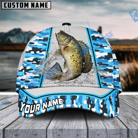 Frenzidea Personalized Crappie Fishing Light Blue Camo Sport Classic Cap