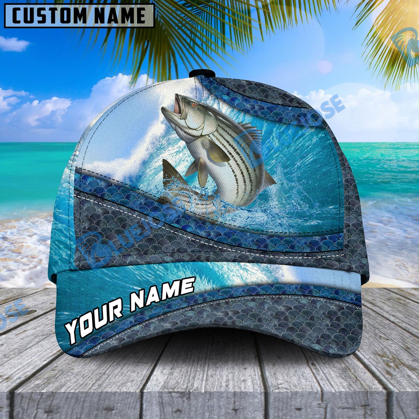 Frenzidea Magic Striped Bass Fishing Personalized Cap