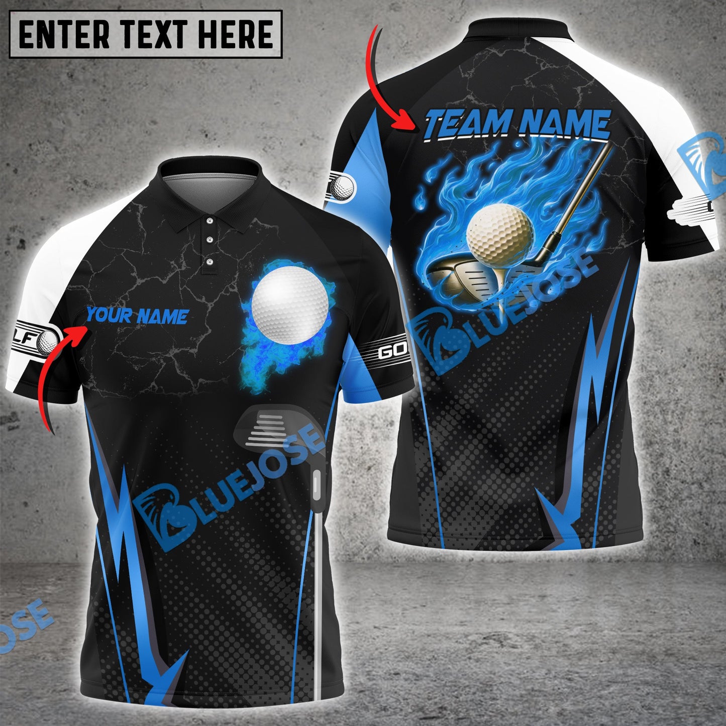 Frenzidea Golf Fire Crack Customized Name, Team Name 3D Shirts (4 Colors)