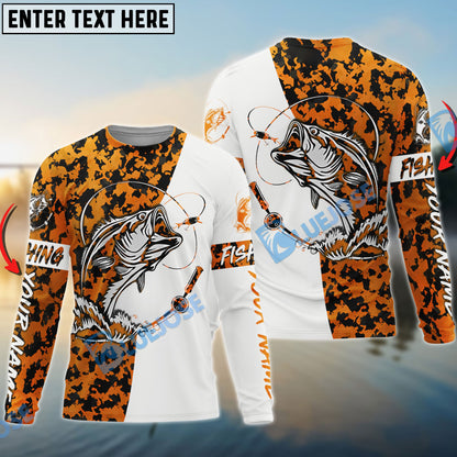 Frenzidea Halloween Personalized Orange Camo Bass Long Sleeve