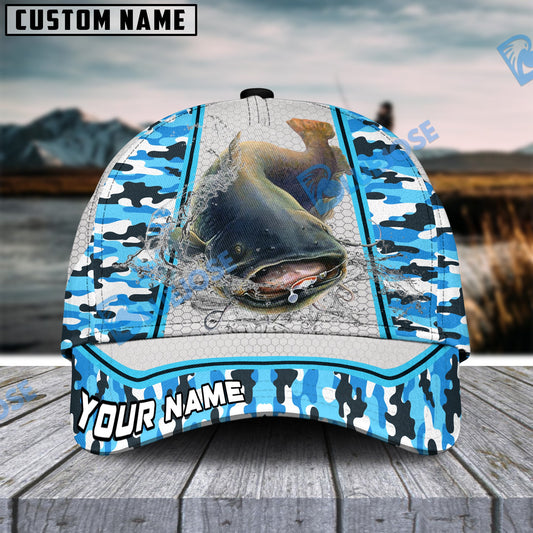 Frenzidea Personalized Catfish Fishing Light Blue Camo Sport Classic Cap