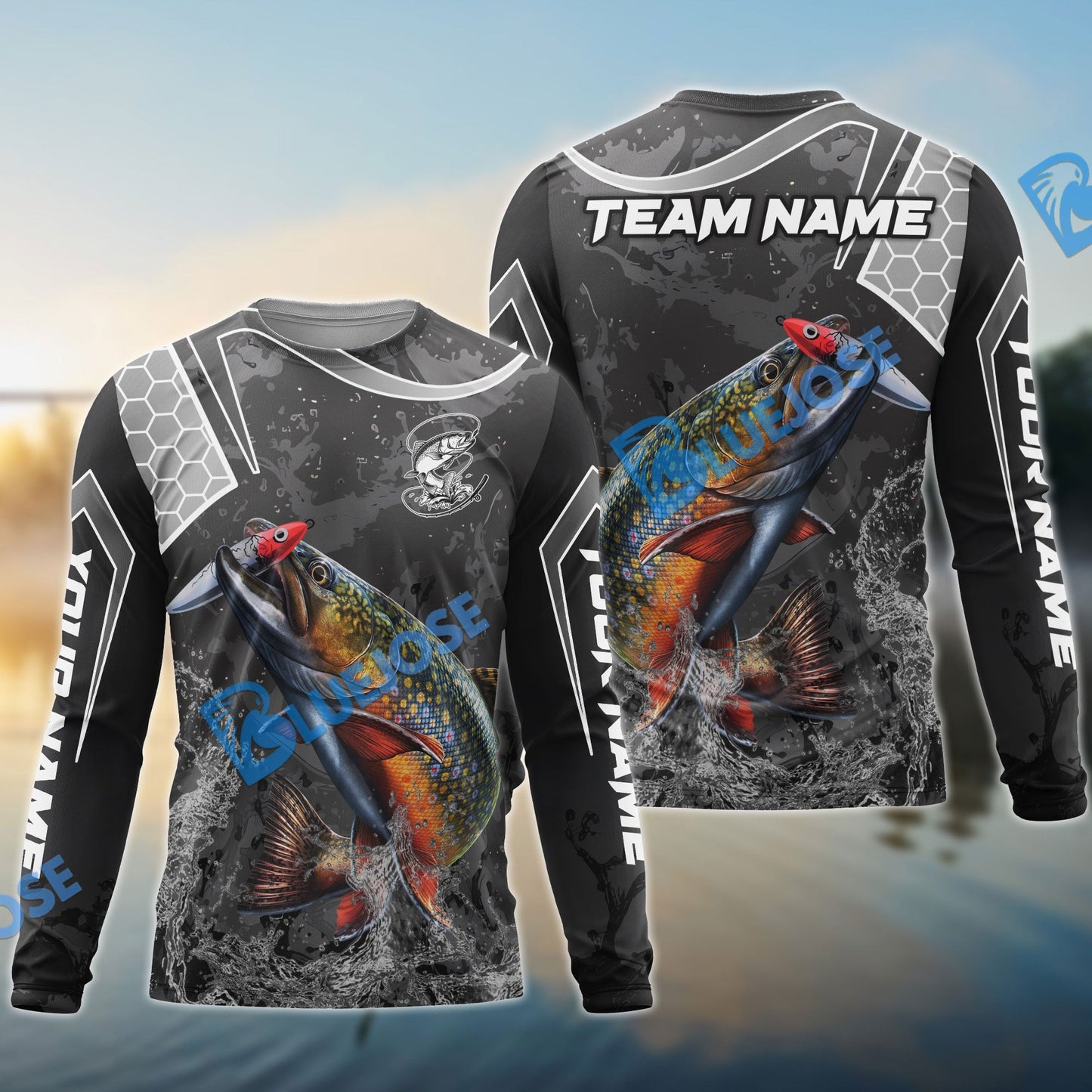Frenzidea Trout Fishing Gray Camo Sport Custom Name & Team Name 3D Shirts