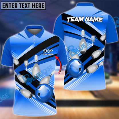 Frenzideas Bowling Strike Pins Customized Name, Team Name 3D Shirt ( 4 Colors )