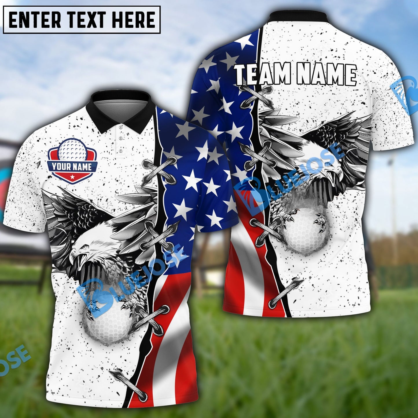 Frenzidea Golf Flag Eagle Golf Ball Customized Name, Team Name 3D Shirts (4 options)