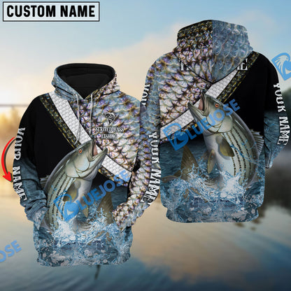 Frenzidea Striped Bass Fishing Skin Water Custom Name & Team Name 3D Shirts