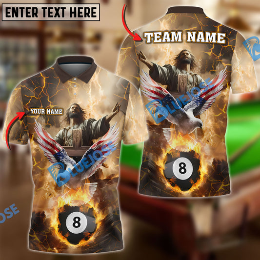 Frenzidea Billiards Jesus Thunder Lightning Personalized Name Shirt
