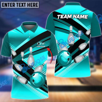 Frenzideas Bowling Strike Pins Customized Name, Team Name 3D Shirt ( 4 Colors )