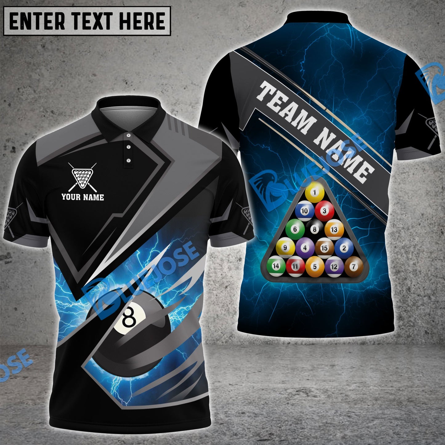 Frenzidea Billiards Black And Gray Personalized Name 3D Shirt