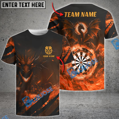 Frenzidea Darts Flame Dragon Personalized Name, Team Name 3D Shirt (4 Colors)