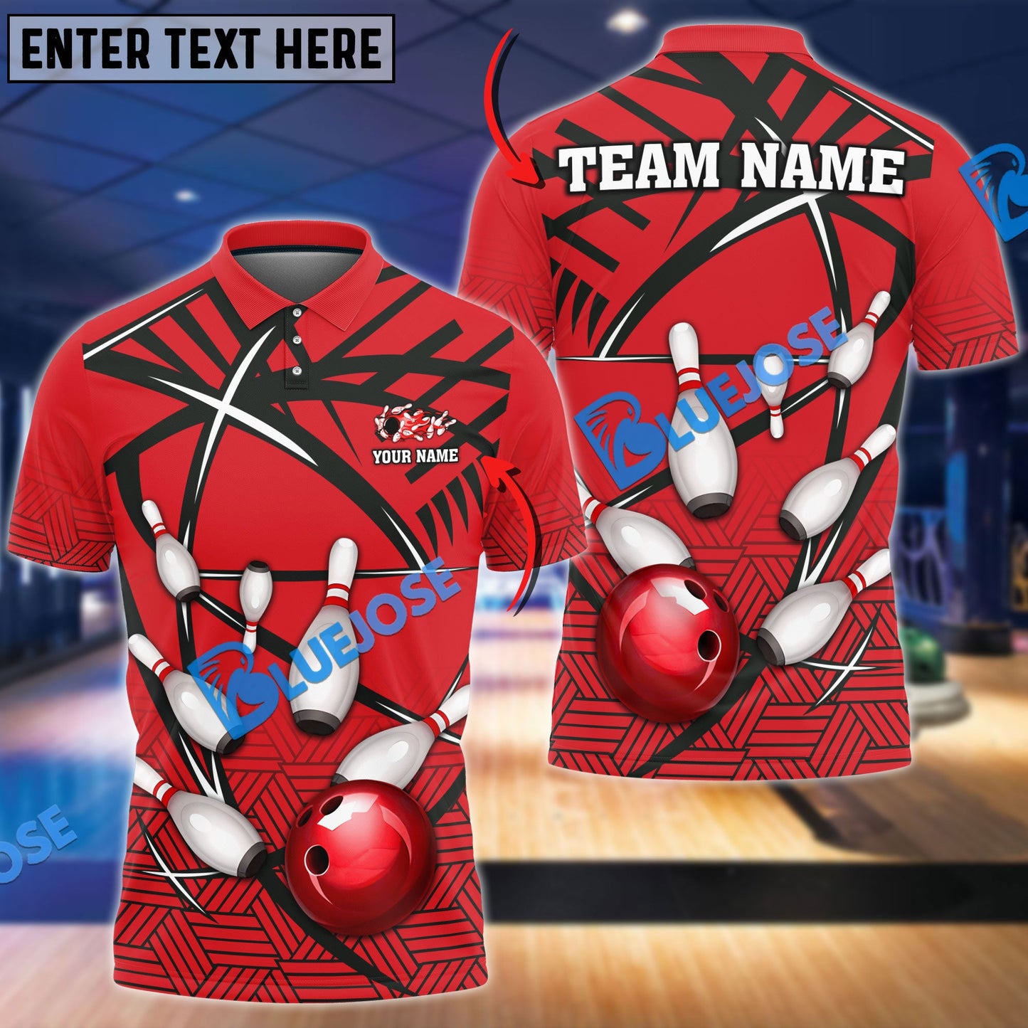 Frenzideas Bowling And Pins Black Net Pattern Customized Name 3D Shirt (4 Colors)