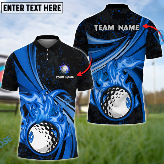 Frenzidea Golf Fire Flame Customized Name, Team Name 3D Shirts (4 Colors)