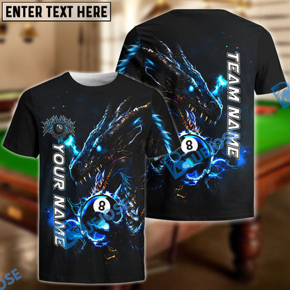 Frenzidea Billiards Ball 8 Thunder Dragon Personalized Name, Team Name Unisex Shirt ( 4 Colors )
