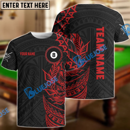 Frenzidea Billiards Viking Red & Black Pattern Personalized Name, Team Name Shirt