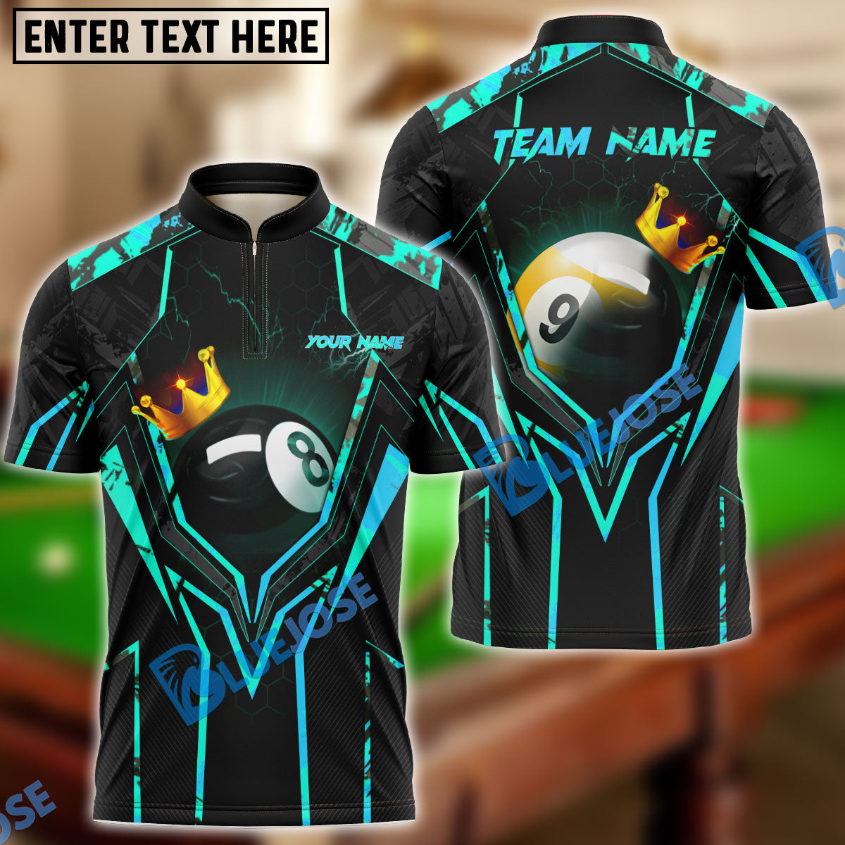 Frenzidea Billiards King 8 Ball & 9 Ball Personalized Name, Team Name Unisex Shirt ( 4 Colors )