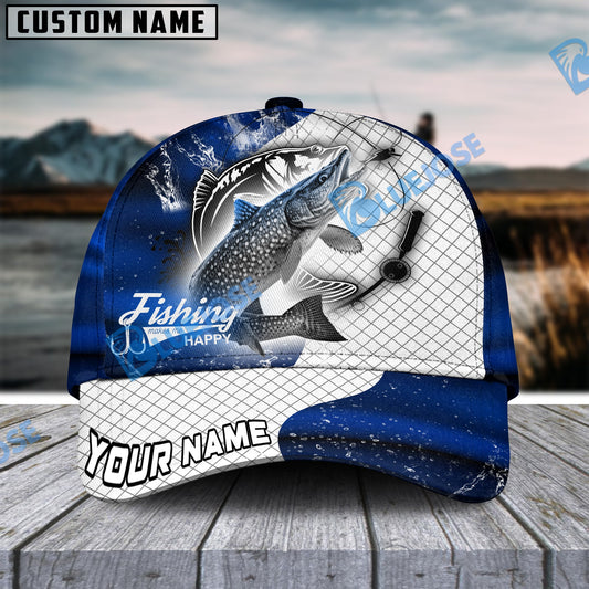 Frenzidea Personalized Pike Fishing Dark Blue Skin Sport Classic Cap