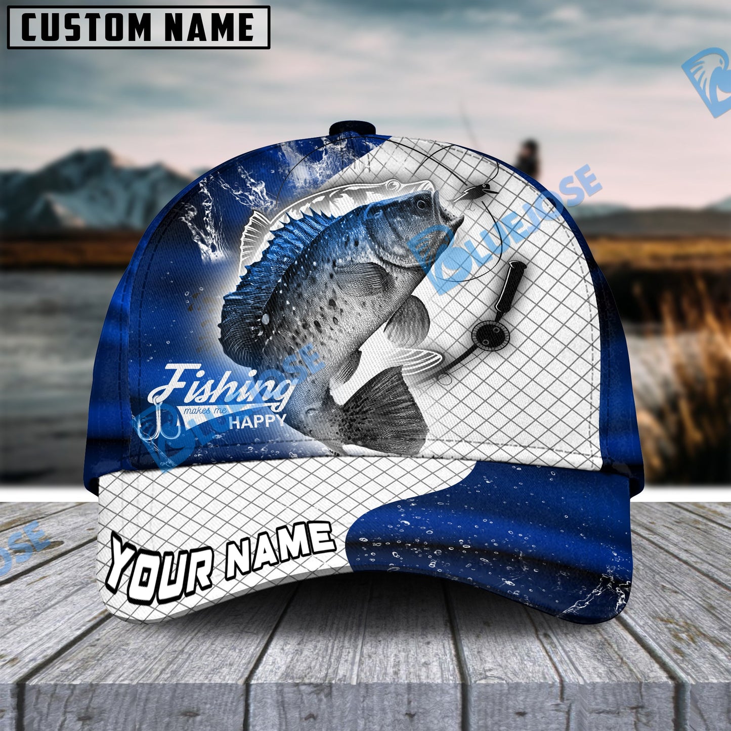 Frenzidea Personalized Crappie Fishing Dark Blue Skin Sport Classic Cap