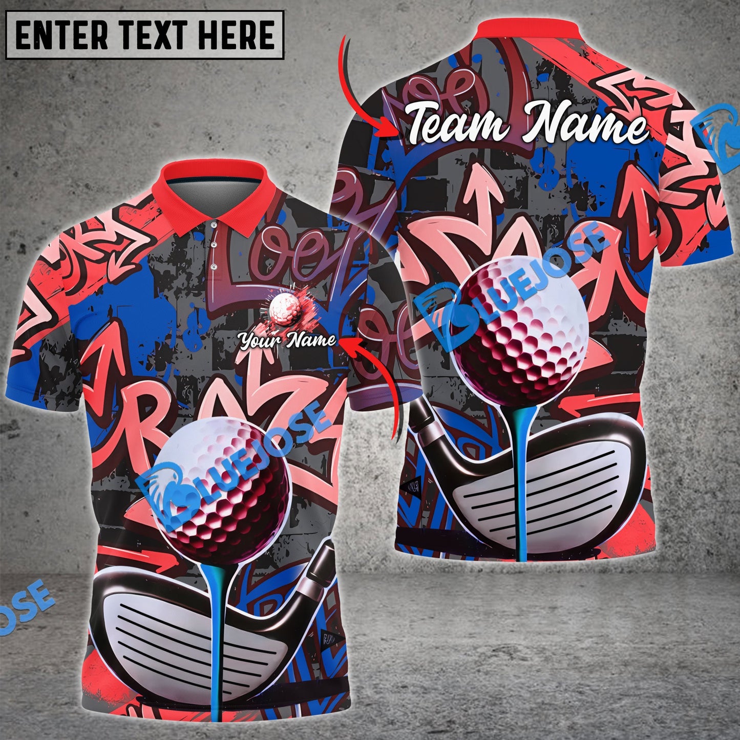 Frenzidea Golf Street Graffiti Style Customized Name, Team Name 3D Shirts (4 Colors)