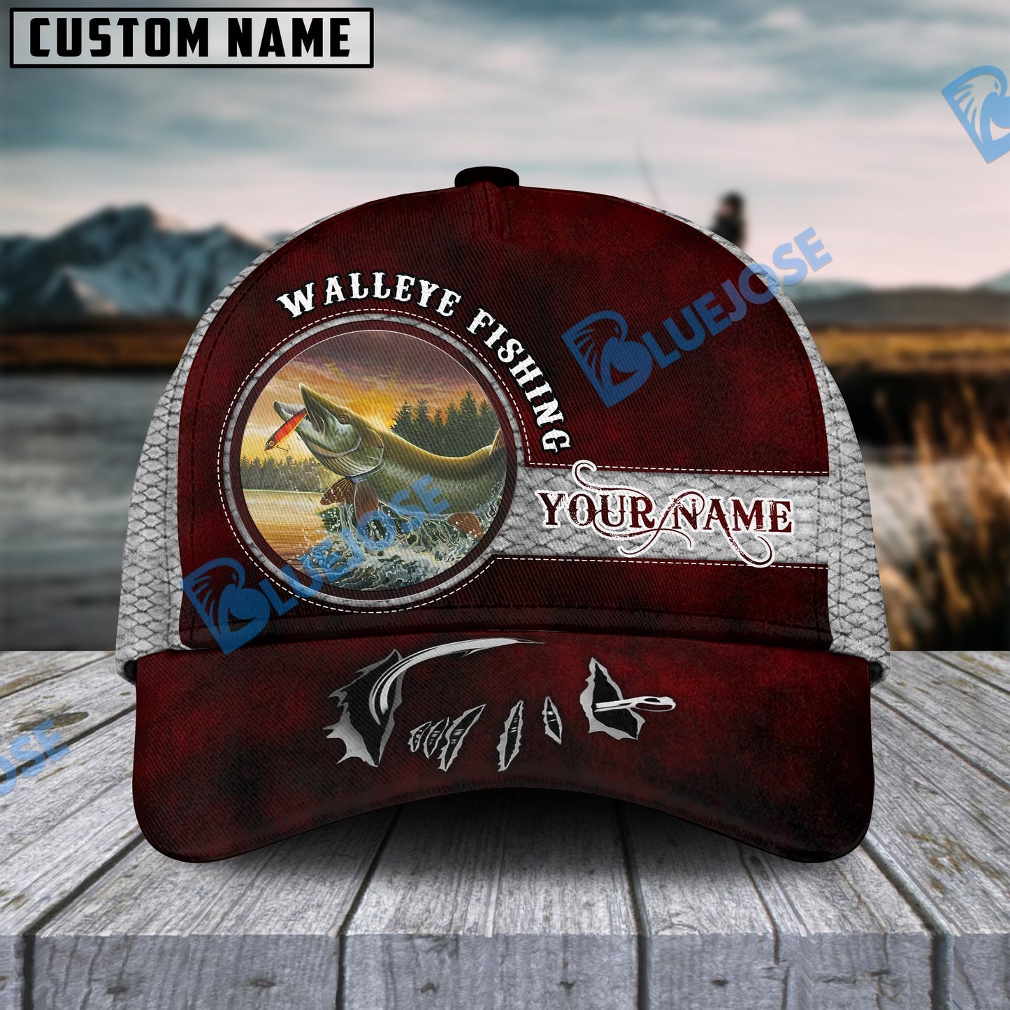 Frenzidea Happy Fishing Walleye Fish Personalized Cap