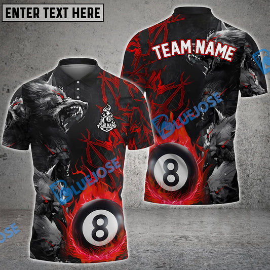 Frenzidea Billiards Flame Wolf Personalized Shirt