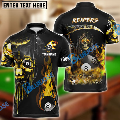 Frenzidea Billiards Ball 8 Reapers Game Over Personalized Name, Team Name Unisex Shirt ( 6 Colors )