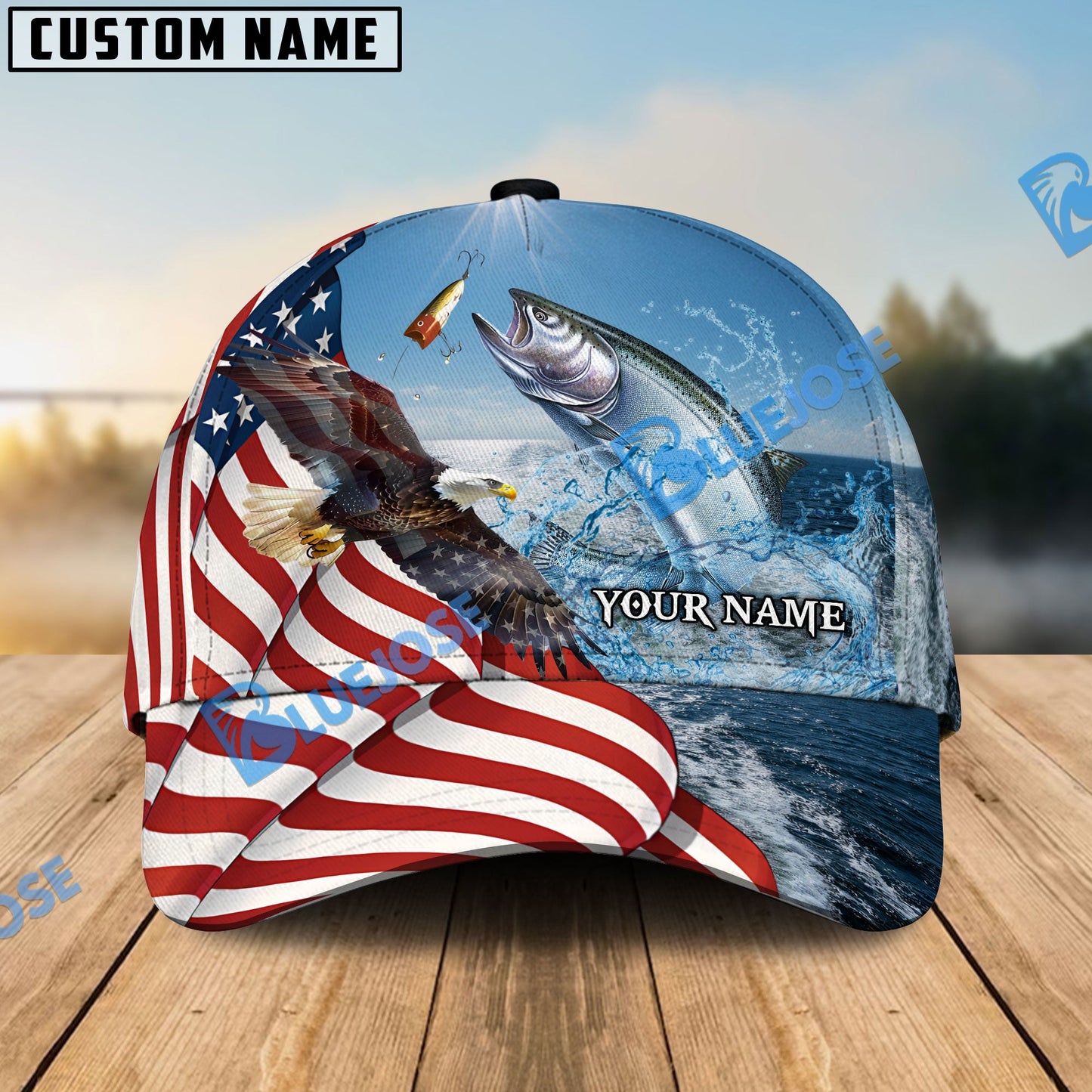 Frenzidea Eagle Flag Salmon Fishing Classic Cap