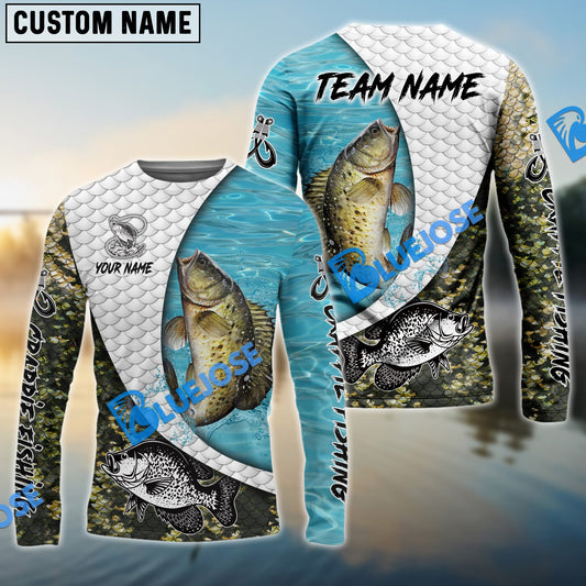 Frenzidea Crappie Fishing White Skin Diagonal Custom Name & Team Name 3D Shirts
