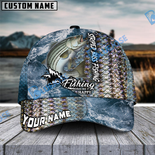 Frenzidea Personalized Striped Bass Fishing Skin Seawave Classic Cap