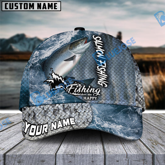Frenzidea Personalized Salmon Fishing Skin Seawave Classic Cap