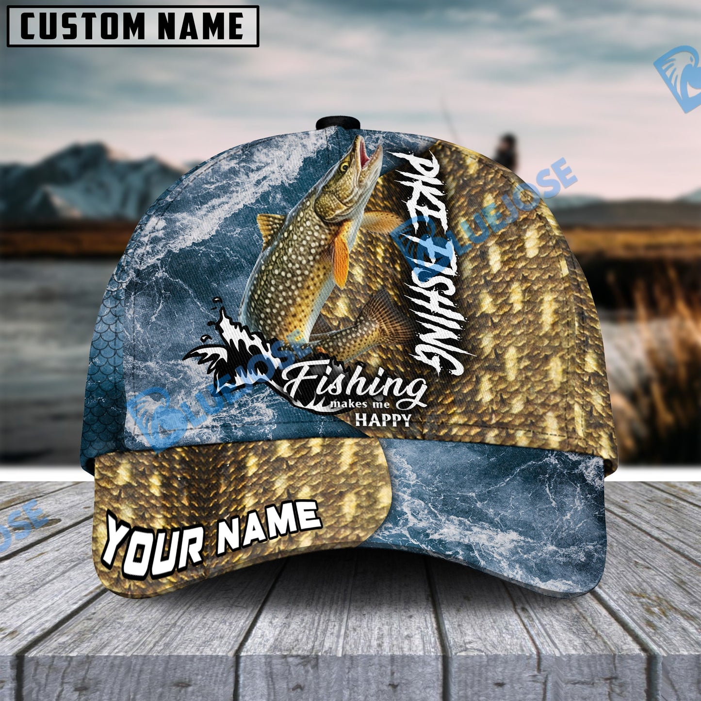 Frenzidea Personalized Pike Fishing Skin Seawave Classic Cap